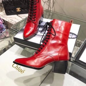 Chloe Rylee Leather Boots in Red